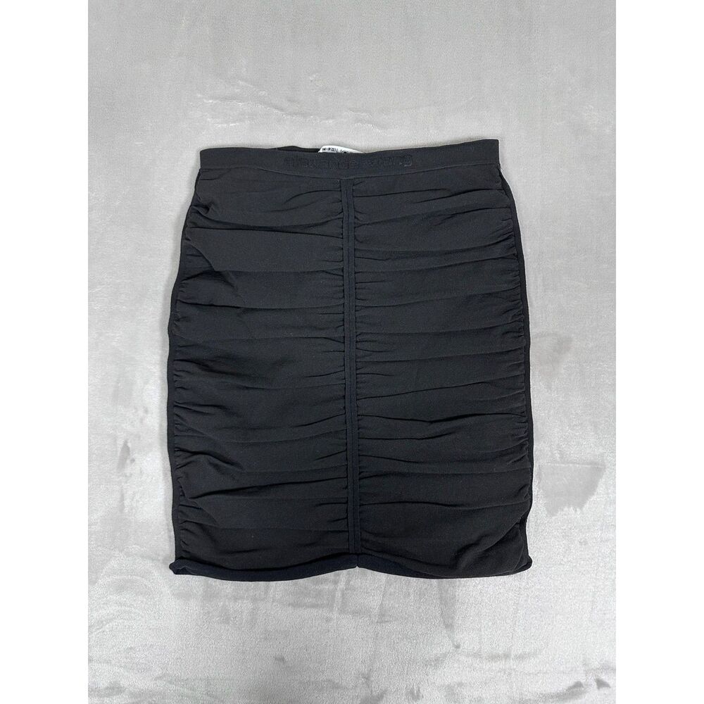 NWT Alexander Wang‎ Black Ruched Skirt with Logo Elastic Waistband - Size L